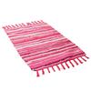 Machine Washable Bedroom Rug Reversible Cotton Rag Rug, Boho Hand Woven Multi Color Striped Bath Non Slip for Hallway with Tassels, Area Living