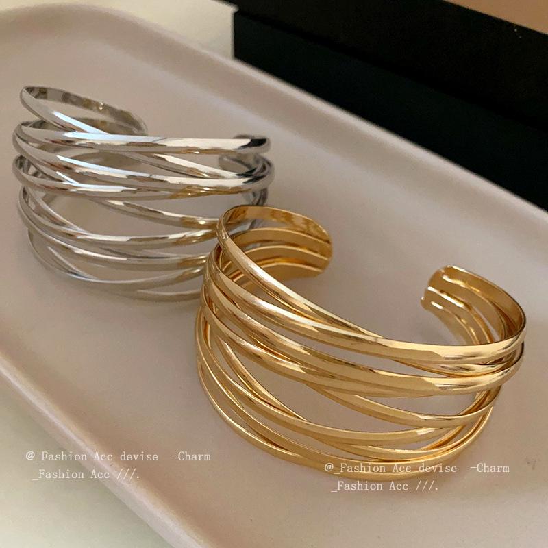 Европейско-американский многослойный металлический открытый браслет: Креативный, Элегантный, Роскошный Браслет