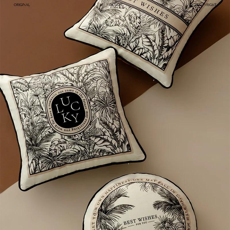 Наволочка для подушки с цветочным рисунком, квадратная, бархатная, наволочка для подушки в стиле ретро, наволочка на молнии для дивана, кушетки, спальни, дома, черно-белая