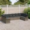 Ensemble de canapé de jardin de 10 pièces avec coussins Grey Poly Rattan, Canapé de jardin 2 places avec rangement 3354208