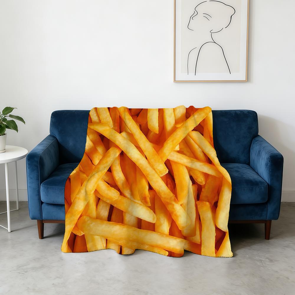 Fashion Cool Fries Blanket Flannel Warm Soft Throw Blanket For Room Sofa Childish Birthday Gifts