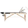 Folding Massage Table with 3 Zone Design and Wooden Frame Black and Beige