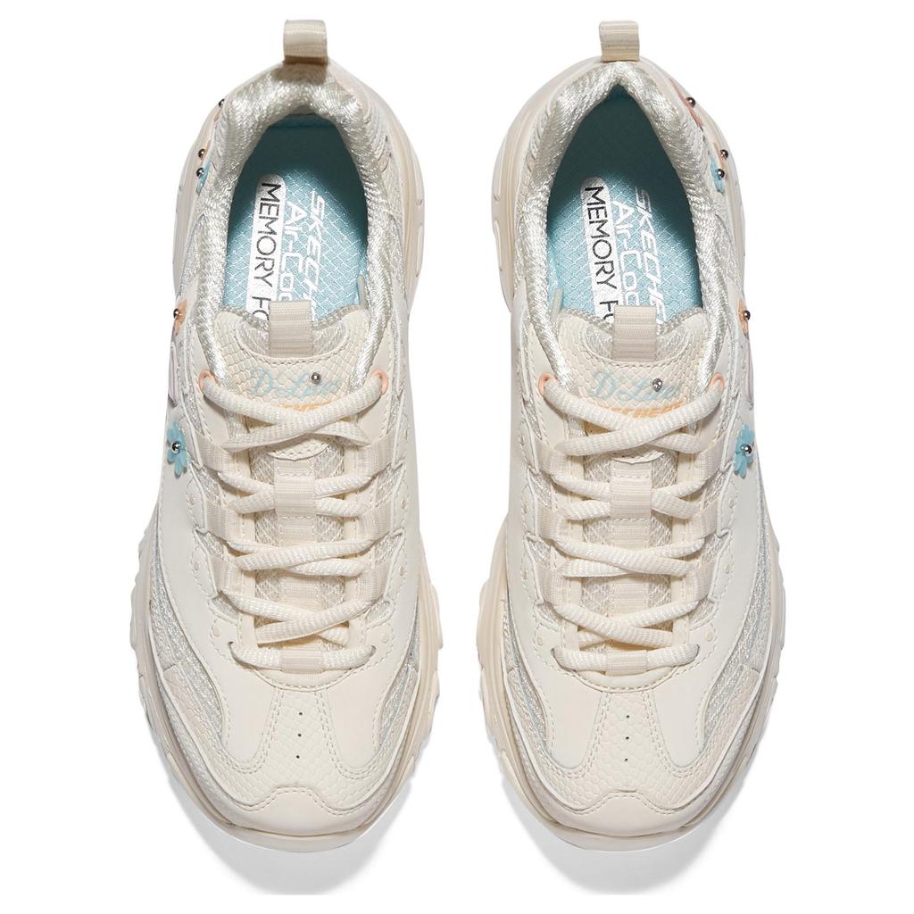 Skechers DLites 1.0 Floral Bear 2nd Generation Low-Top Dad Shoes Женские кроссовки, цвет Off-White Blue 896188-OFPK