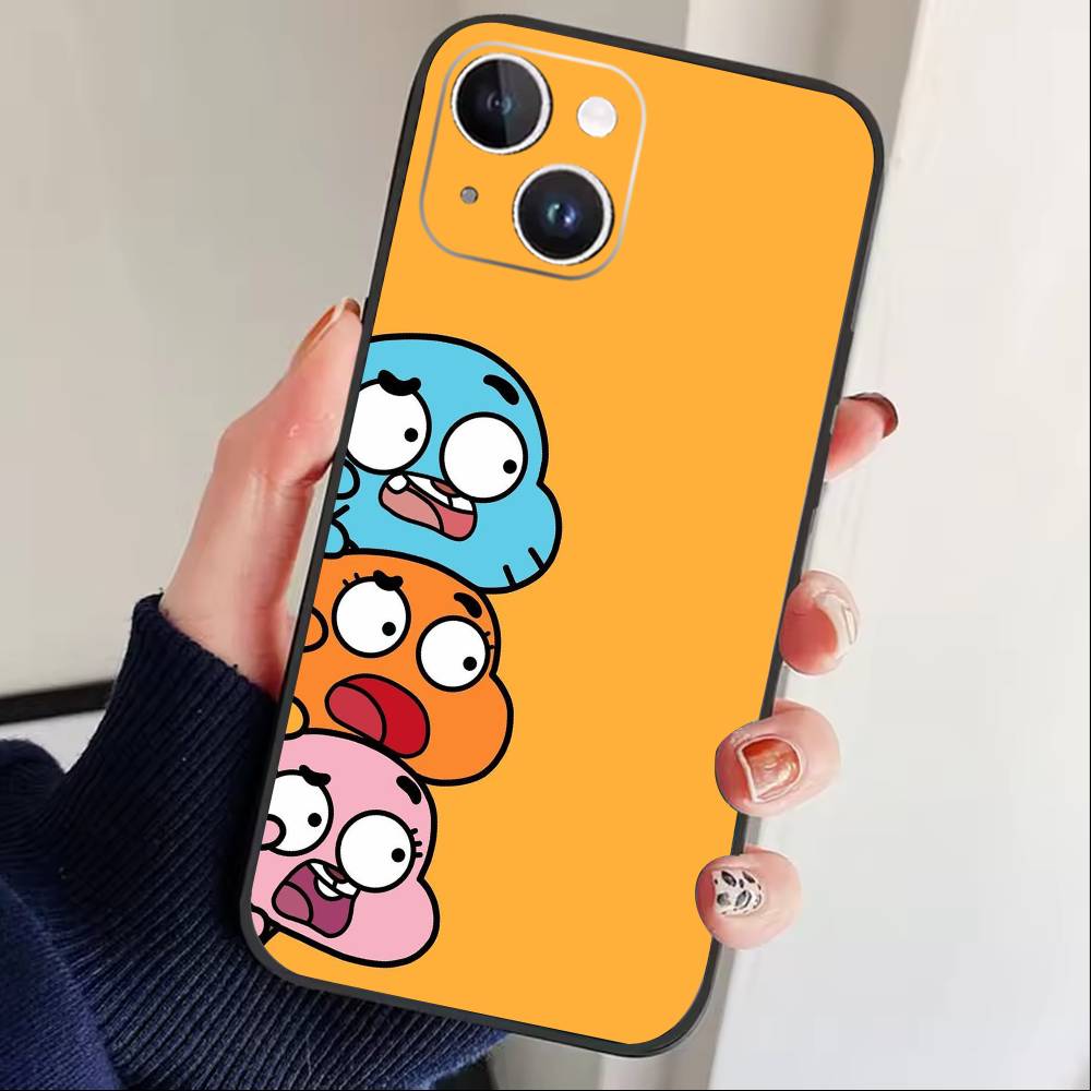 Чехол для телефона J-Gumball и Darwin для iPhone 16,15,14,13,12,17,Pro Max,Plus Силиконовый Черный Чехол