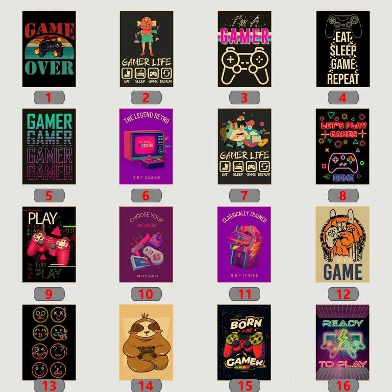 Ретро игровые цитаты из крафт-бумаги, постеры, забавные игры, настенные художественные принты, живопись для детей, декор комнаты для мальчиков, украшение для игровой комнаты, фреска