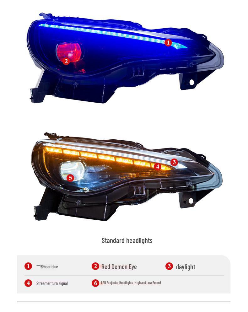 LED Projector Headlight Assembly for Toyota GT86 & Subaru BRZ: Sequential DRL & Flowing Turn Signals