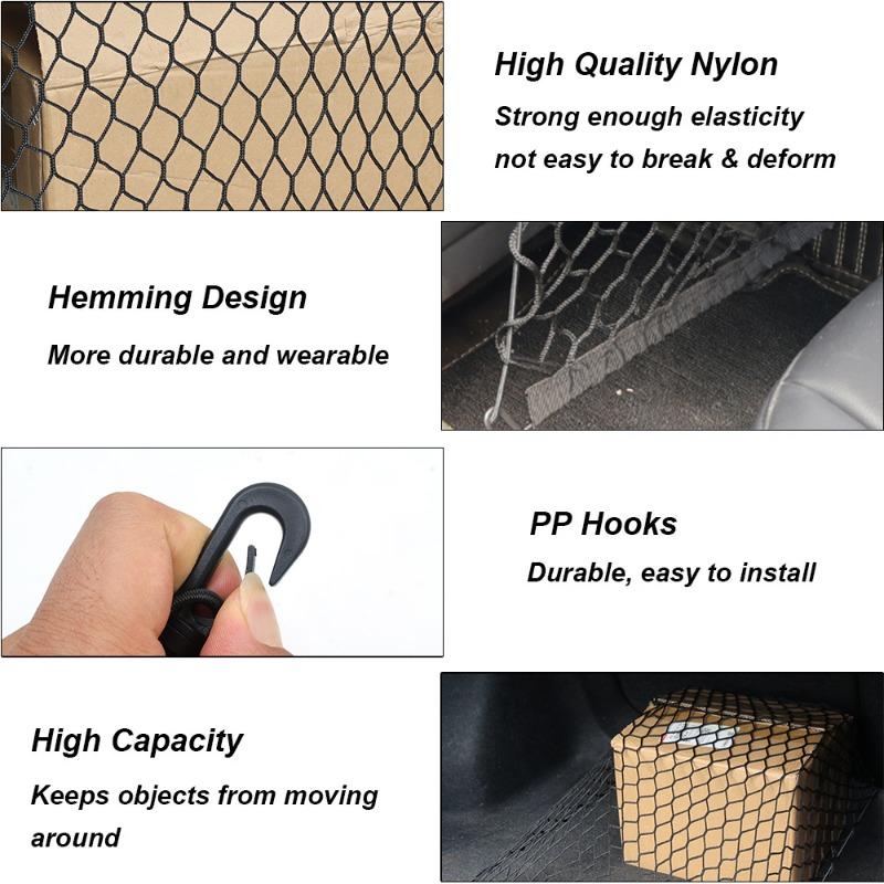 Car Trunk Storage Net Camping Cart Net Auto Trunk Sundries Fixed Netbag Handcart String Bag Elastic Pocket Mesh Car Accessories