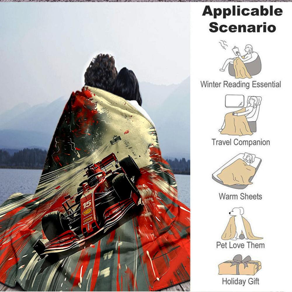 1 шт. Гоночная Формула-1 Фланелевое Пледное Одеяло HD Печать Легкое Мягкое Теплое Всесезонное Одеяло для Дивана, Кровати, Путешествий, Кемпинга Машинная Стирка