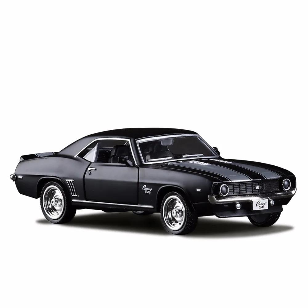 Македа1:36 Chevrolet США 1969 Camaro SS Винтажный Матовый Черный Литой Металлический Модель Автомобиля Игрушка Для Коллекции Подарок Детям