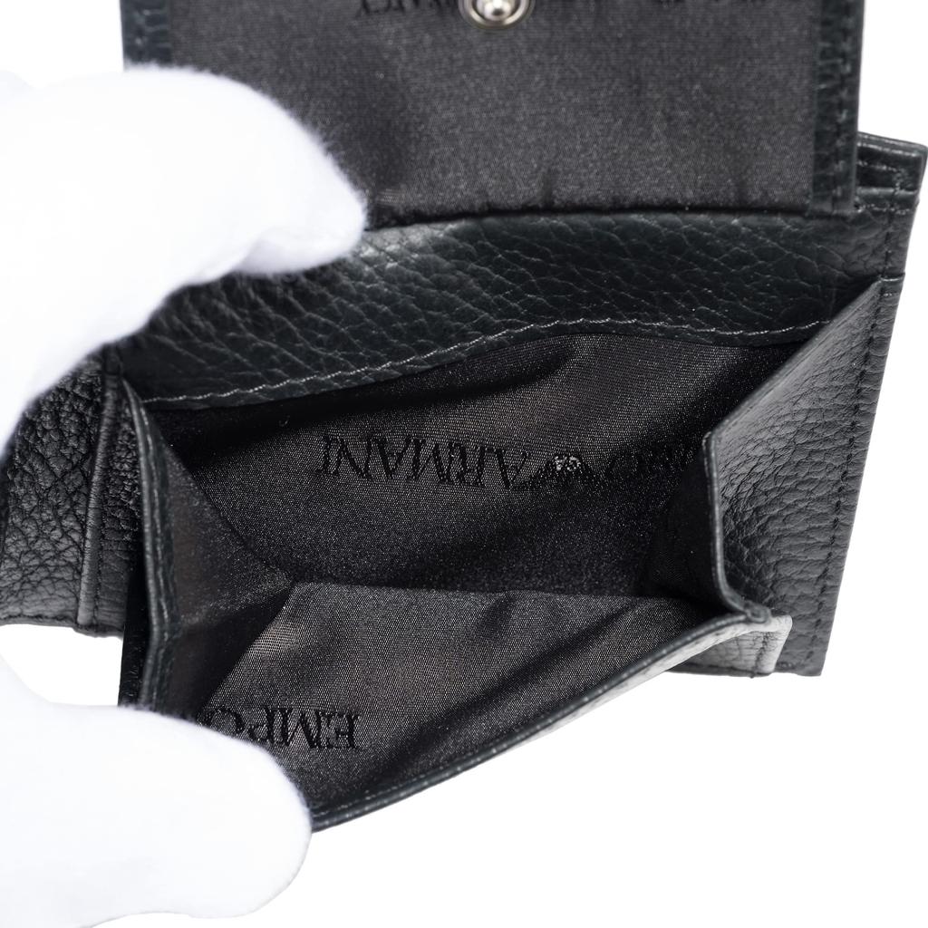 wallet coin EMPORIO ARMANI Leather Y4R167 Y068E 80001 [Emporio Armani] Bi-fold (with purse) Bi-fold (Black) Men's [Used]