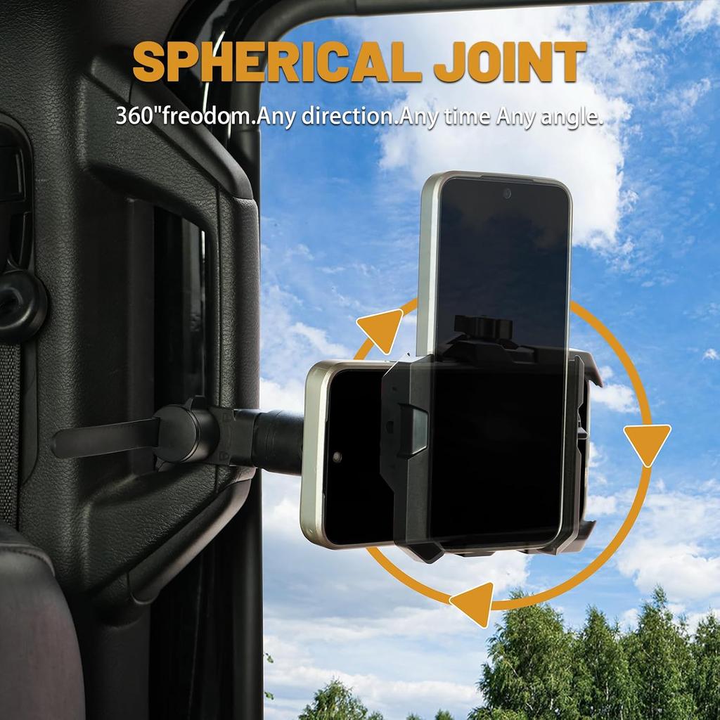 A Pillar Grab Handle Phone Mount Adjustable Phone Clip Phone Holders Compatible with Jeep/Bronco/F-150/F-250/F-350/Chevrolet Silverado/GMC