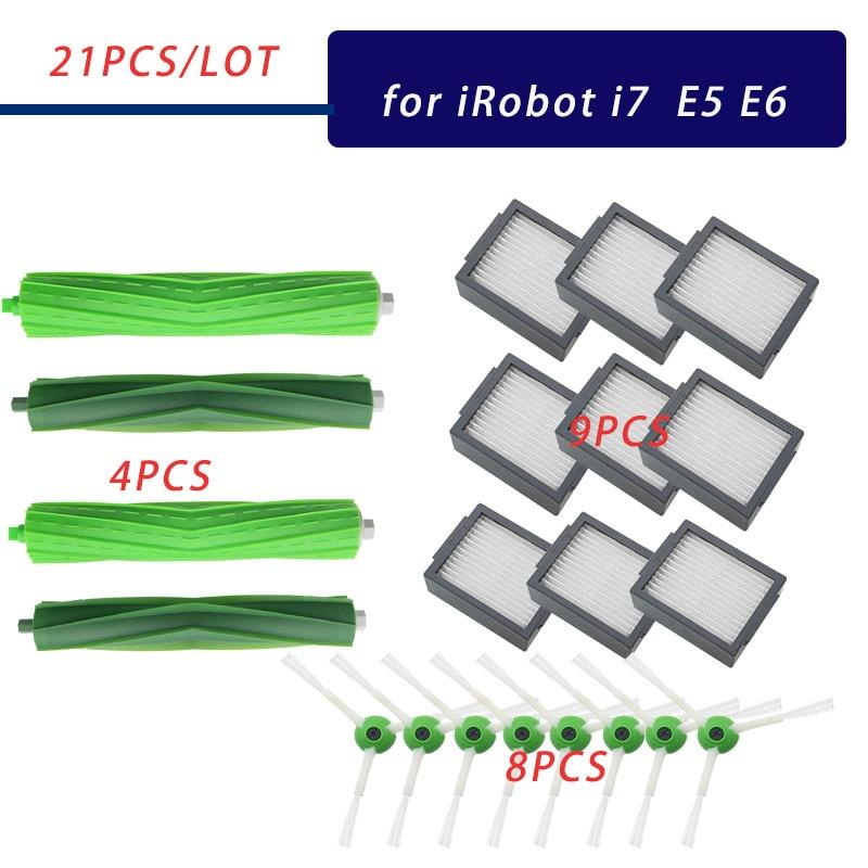 Аксессуары Кисть-рулон Боковая щетка Hepa-фильтр для iRobot Roomba i7 E5 E6 I Series Робот-пылесос Запасные части