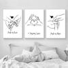 Love Hand Family Art Line Drawing Posters Abstract Kiss Minimalist Wall Art Canvas Print Decorative Pictures Painting Modern