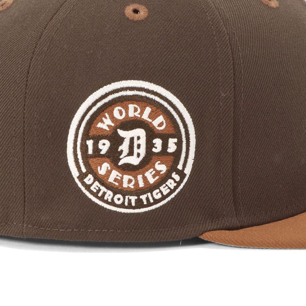 New Era 59FIFTY Cap with Side MLB ONSPOTZ DET 7 DETTIGCO WS1935 WALNUT TOASTED PNT Two-Tone Patch, Exclusive, Walnut, 3/8" (5950)