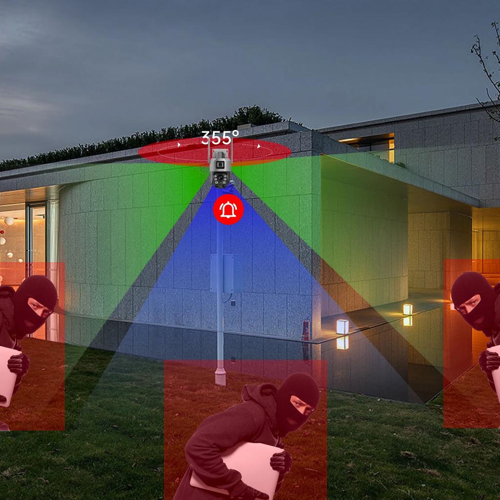 8-мегапиксельная 18-кратная оптическая зум-камера с двумя объективами 4G/Wifi IP-камера с полноцветным обнаружением человека, беспроводная PTZ-камера для домашней безопасности, монитор видеонаблюдения