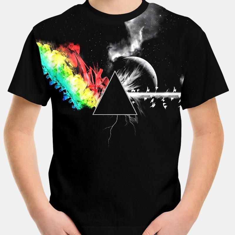 Черная повседневная футболка с коротким рукавом и 3D цифровой печатью для детей