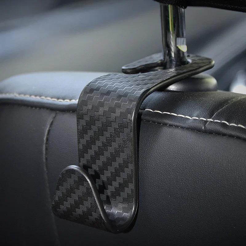 1/2/4 шт. Универсальный крючок для подголовника автомобильного сиденья, вешалка для хранения, держатель для органайзера на заднее сиденье автомобиля из углеродного волокна, аксессуары для салона автомобиля