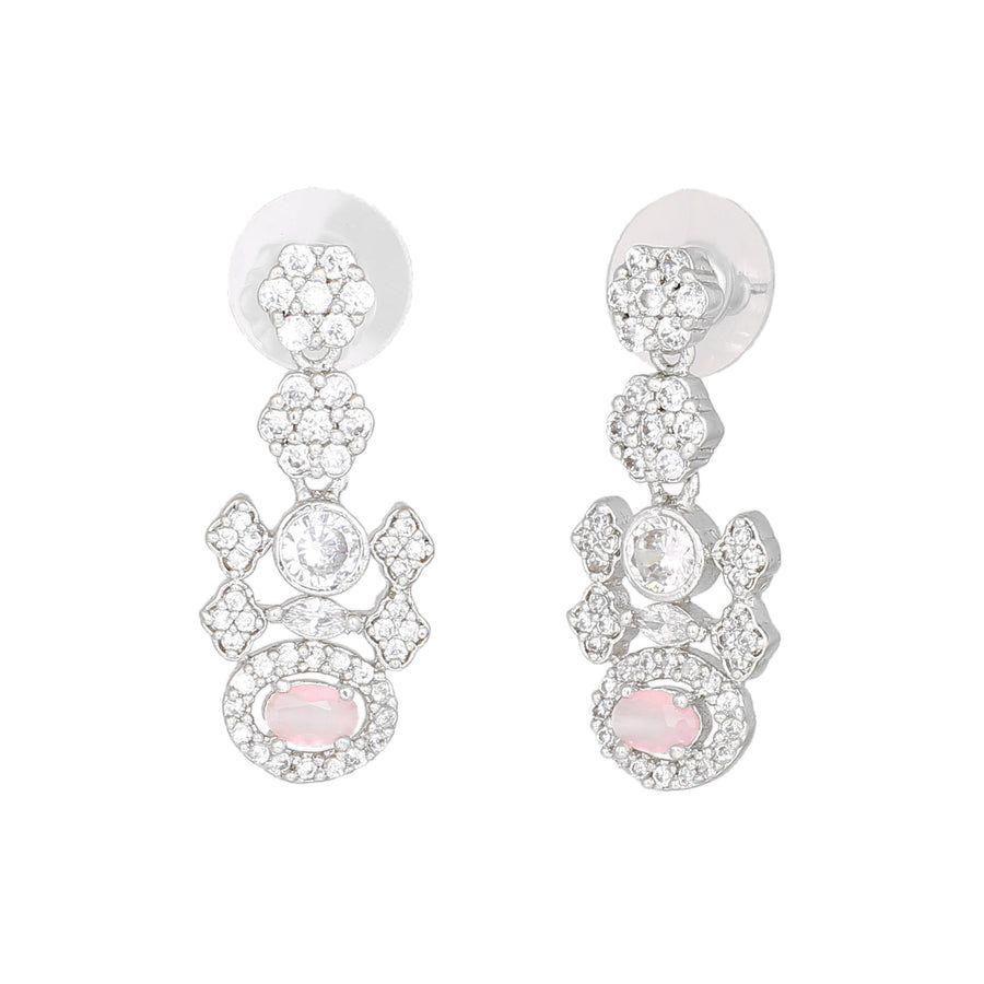 Сверкающие серьги-капли Estele с родиевым покрытием и мятно-розовыми камнями для женщин