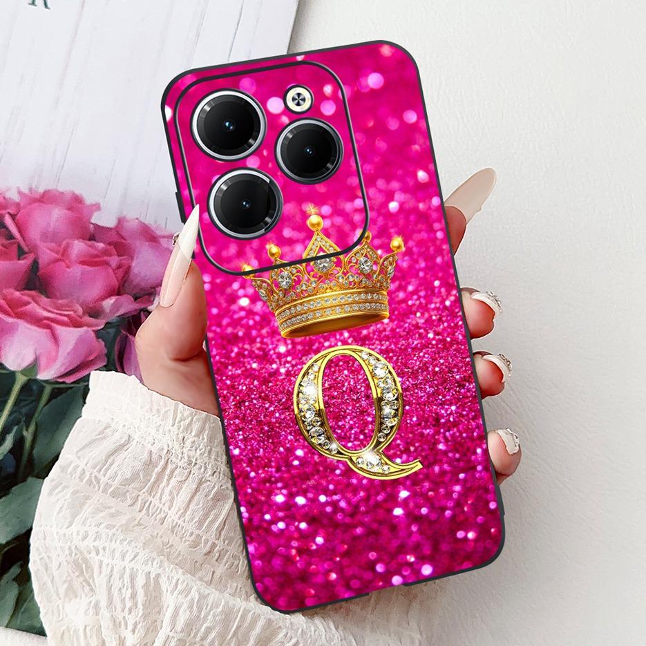 Чехол для Infinix Hot 40 Pro X6837 Роскошная Корона Буквы Чехол Мягкий Силиконовый Чехол для Телефона Для Infinix Hot 40i Hot40 Pro Hot40i Накладка