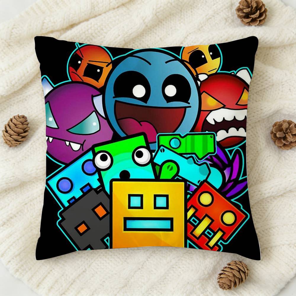 Игровая подушка Square с двусторонней печатью по теме Geometry Dash для дивана, гостиной, домашнего декора