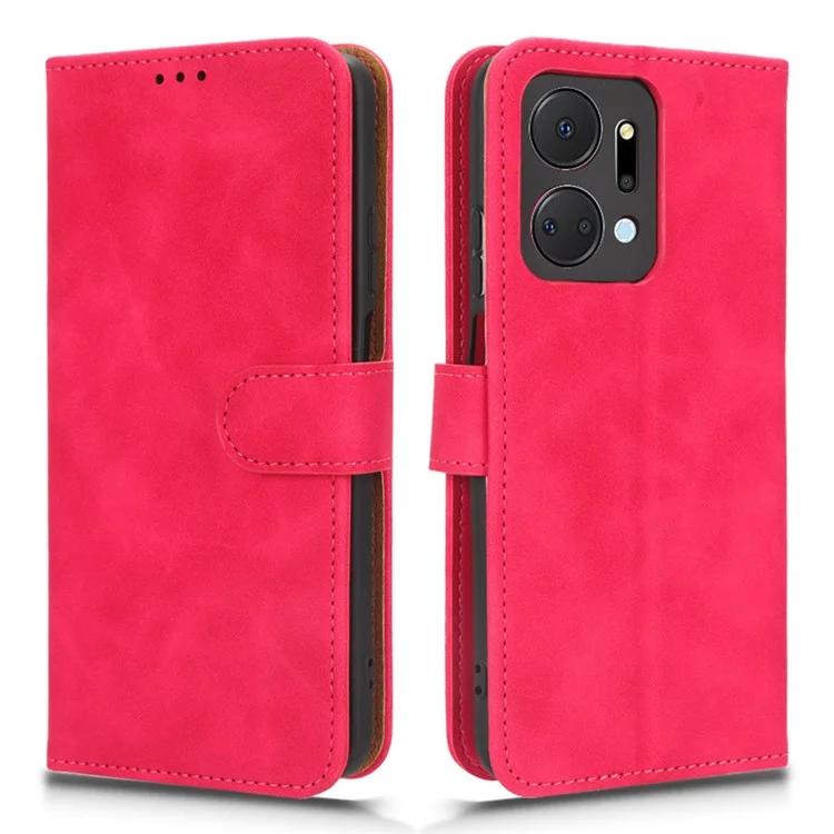 For Honor X7a 5G PU Leather Mobile Phone Case Skin-touch Stand Wallet Anti-drop Flip Phone Cover