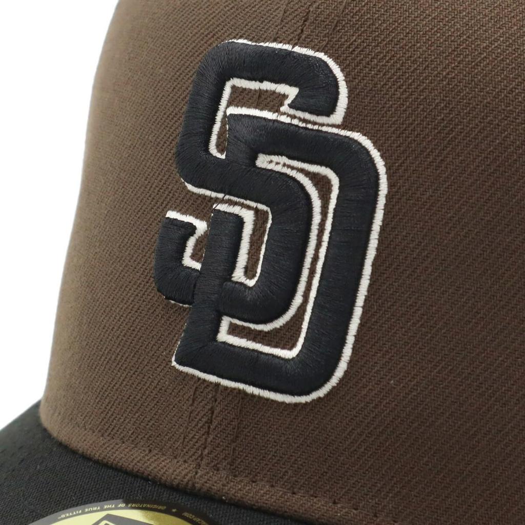 Кепка New Era 59Fifty ONSPOTZ SD 7 San Diego Padres, двухцветная, эксклюзивная, грецкий орех/черный, с козырьком 1/2",