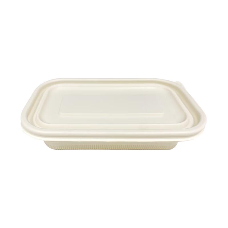 Biodegradable Corn Starch Rectangular Takeout Containers (350ml)
