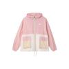 Color Block Logo Print Zip-Up Hoodie Women Jackets Pink DZ3036-630
