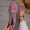 Fashion Women Knitting Pointed Toe Shallow Flats Shoes 2024 Autumn Fashion New Running Casual Shoes Cozy Walking Travel Mujer Zapatos
