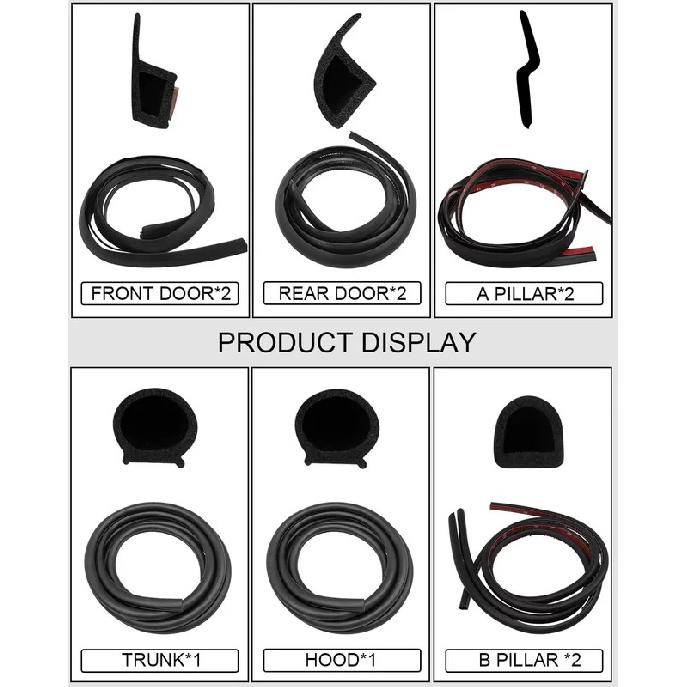 10pcs Door Seal Soundproof Kit for Toyota highlander RAV4 Prado Camry Corolla Avalon Ralink Tacoma 4Runner Rubber Soundproof