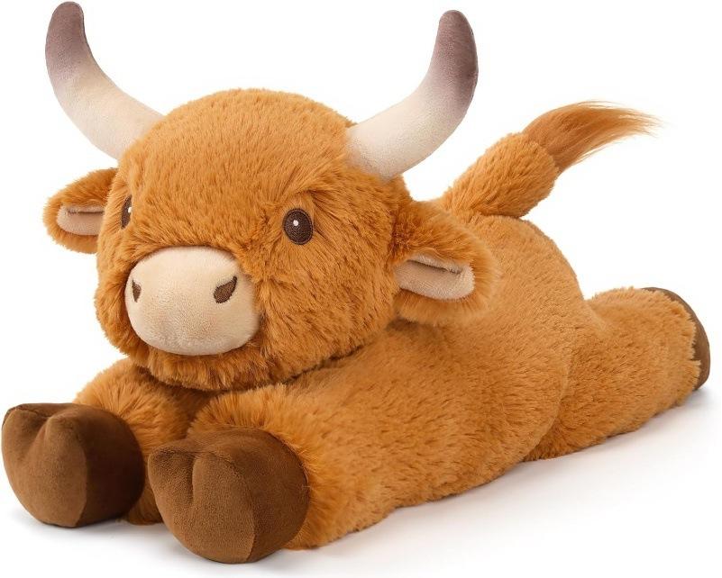 Highland Cow Plush Toy Fluffy Longhair Stuffed Animal Cute Soft Model for Kids Gift 30cm