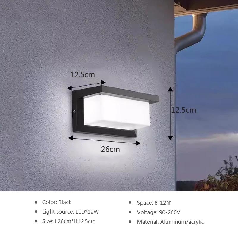 Modern LED Wall Lamp Garden Outdoor Waterproof Door Wall Lamp Courtyard Lamp Retro Living Room Bedroom Balcony Wall Light