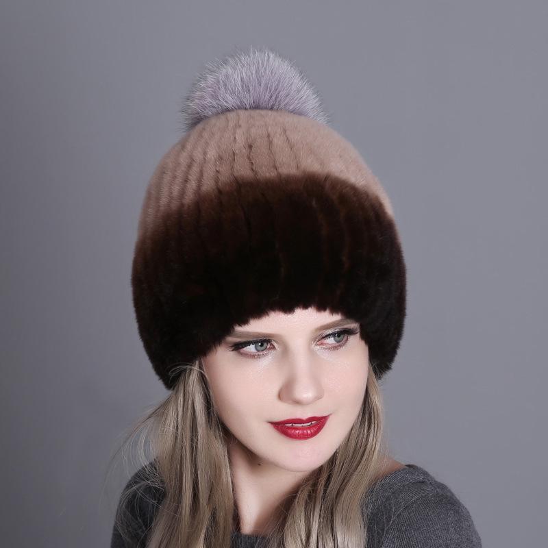 Осенне-зимняя женская шапка с защитой ушей из кроличьего меха рекс, европейская и американская модная шапка из лисьего меха с помпоном, теплая меховая шапка для взрослых