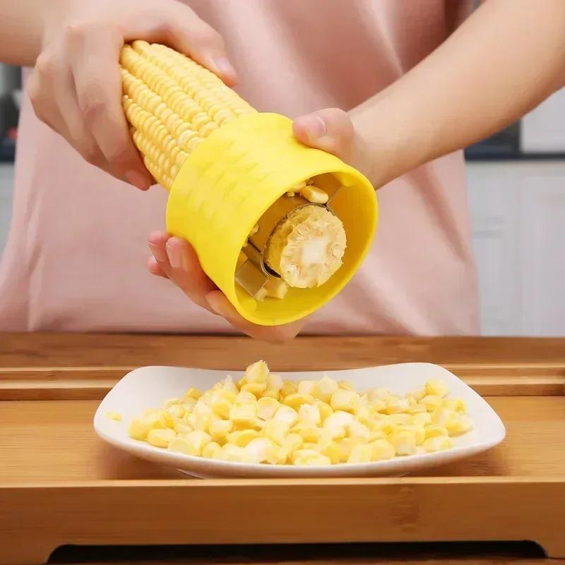 Кукурузная молотилка из нержавеющей стали, ручной роторный пластиковый кукурузный плуг, креативный домашний сепаратор для шелушения кукурузы, кухонные гаджеты