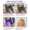 UV Hair Extension Kit: 30g Fast-Curing Waterproof Glue + 30ml Remover, UV Lamp & Eye Shields, Heat-Resistant for Salon & Home Use