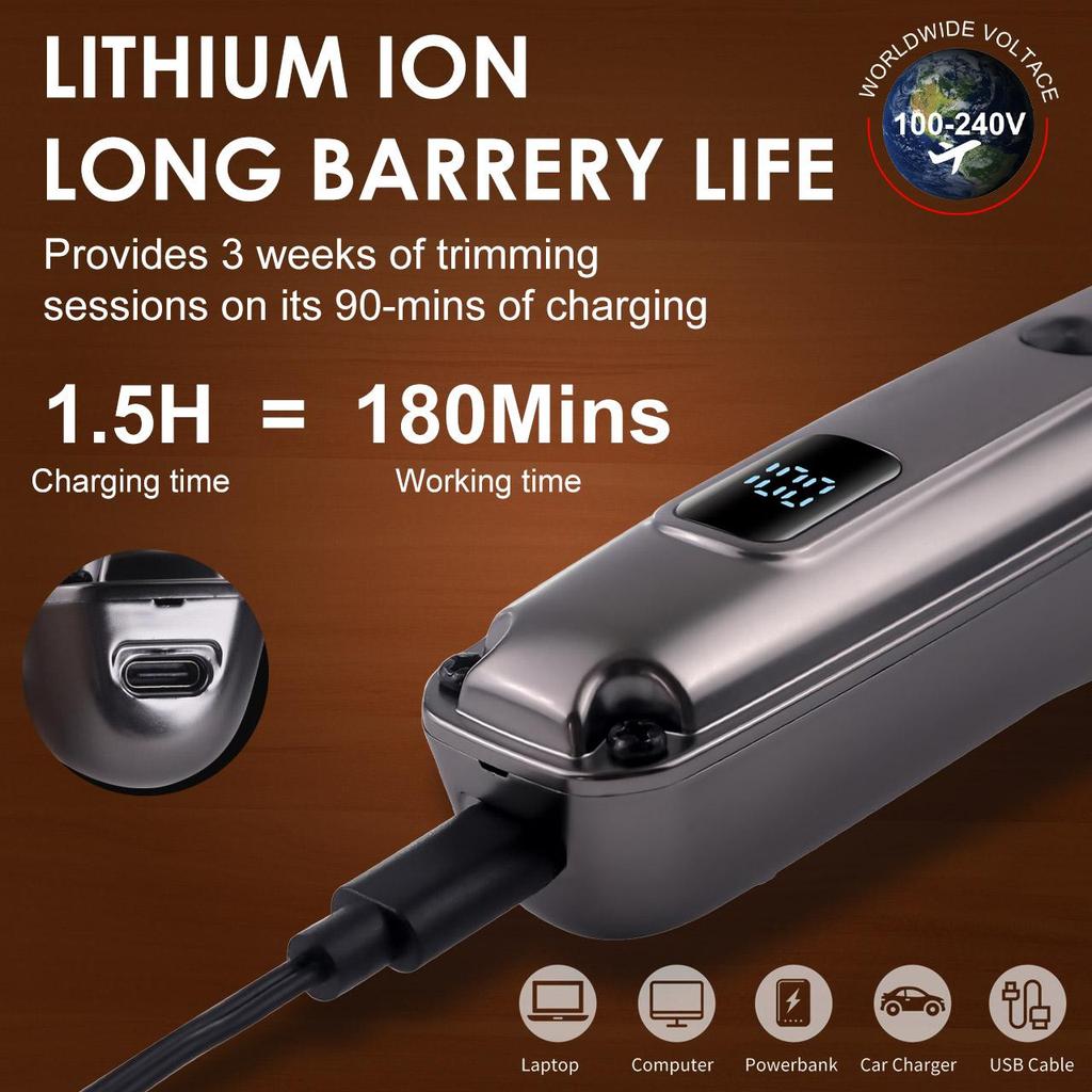 Hatteker Electric Hair Trimmer Carving Oil Head 7-in-1 Beard Nose Hair Trimmer - Precision Grooming Clippers