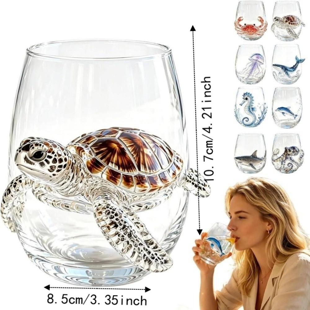 Funny Glass Tea Cup 3D Creative Clear Milk Cup Unique Ocean Animal Mug  Coastal Home