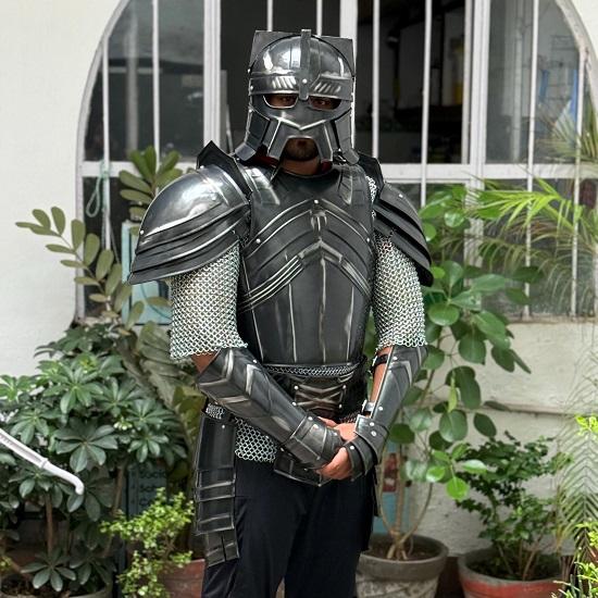 Гномья черная боевая броня, носимый костюм воина Мории для LARP, фэнтези ролевых игр, Хэллоуин