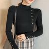 Non Pilling Button Half High Neck Sweater Women's Base Sweater Autumn Korean Version Pullover Slim Knit Sweater