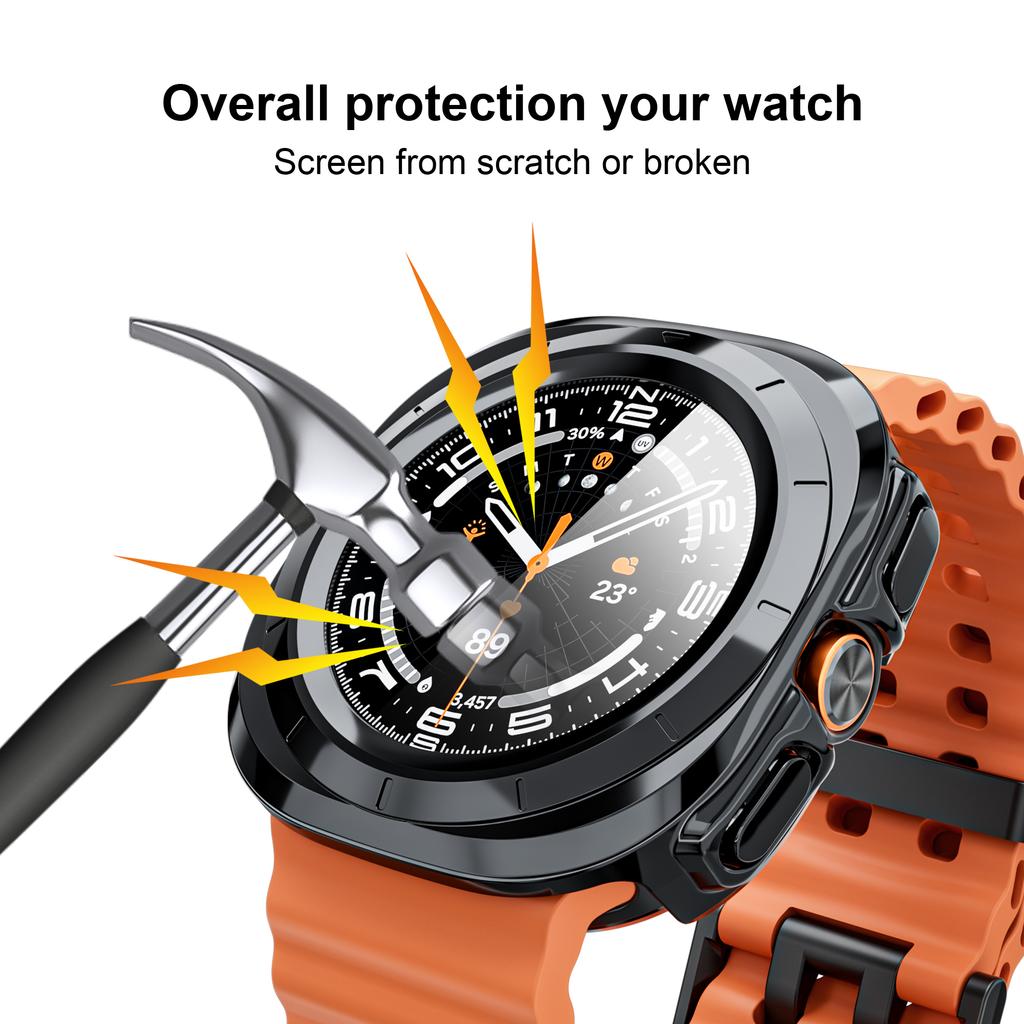 Чехол для Samsung Galaxy Watch Ultra 47 мм аксессуары Закаленное стекло Защита экрана Жесткий бампер из ПК Galaxy Watch 7 8 ultra Чехол