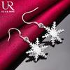 925 Sterling Silver Snowflake Pendant Piercing Earrings Fashionable Wedding Jewelry