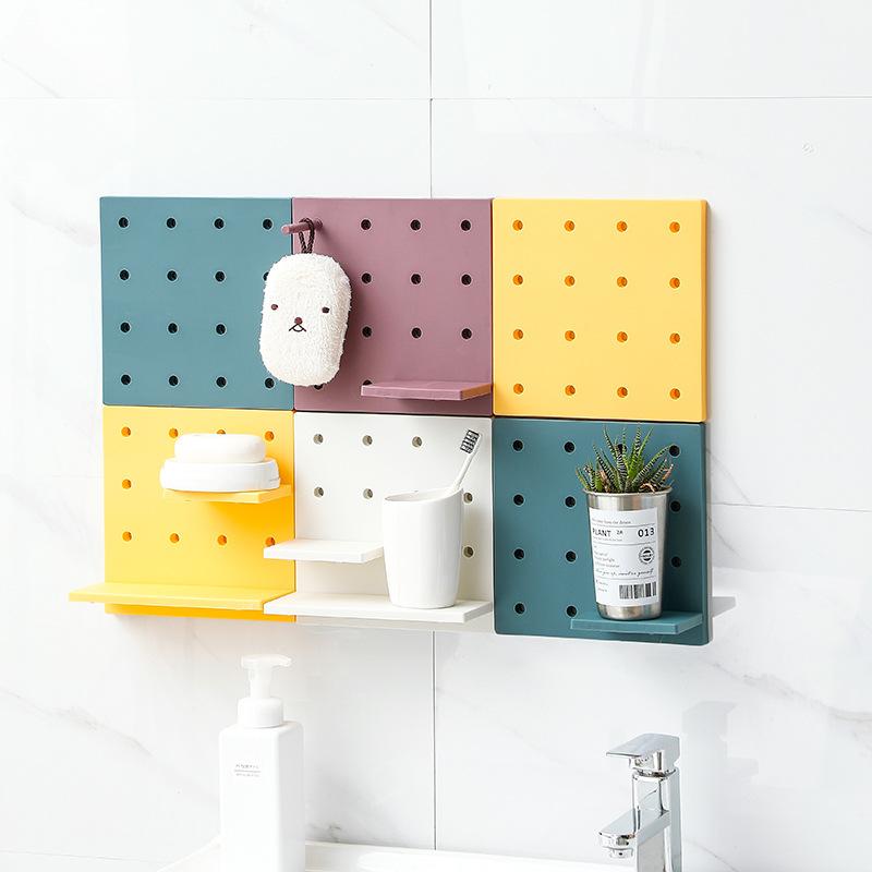 2718 Pegboard Подвесные аксессуары Кухня Ванная комната Полка Хранение Без Гвоздей для Гаража Кухня Pegboard Настенный Органайзер