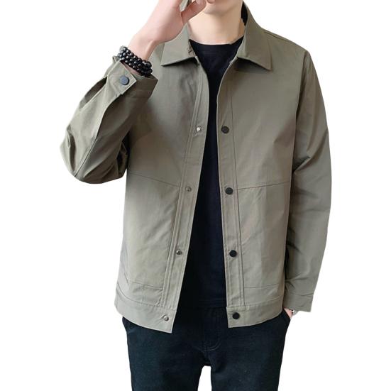 Мужская куртка с лацканами, длинным рукавом, застежкой на пуговицы, пальто с боковыми карманами, весна-осень, однотонная повседневная верхняя одежда