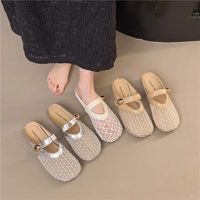 Внешние тапочки 2025 лето новые дизайнерские модные полые классные тапочки женские тапочки Мэри Джейн на плоской подошве женские