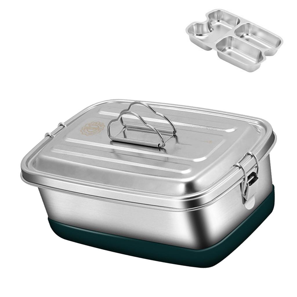 Stainless Steel Lunch Box Double Layer Bentos Box with Compartments Leak Proof Food Container for Adults and Kids
