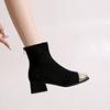 Square-toed Shoes, Chunk-heeled High-heeled Boots, Nude Boots and Ankle Boots, Women's Shoes