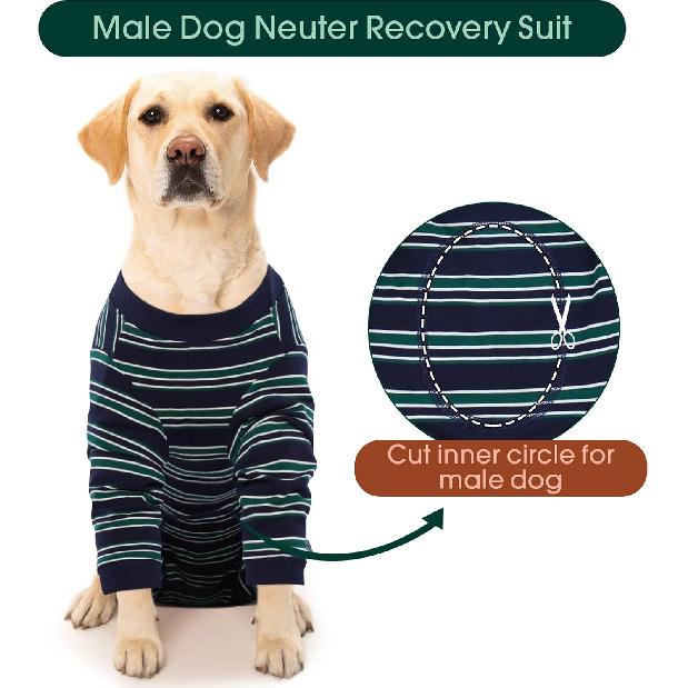 Kuoser Dog Surgery Suit Female Spay, Soft Dog Pajamas, Long Sleeve Puppy Recovery Suit, Pet Clothes Onesie for Surgery, Doggie Neuter Spay Bodysuit