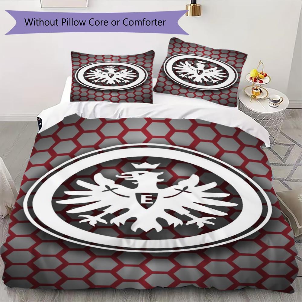 Eintracht Frankfurt Pattern Bedding uilt Set uilt Cover Pillowcase Home Decoration Birthday Gift (1 * duvet cover + 2 * pillowcase without core)