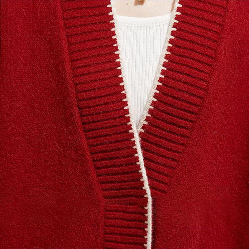 Осенняя вязаная куртка женская свободная эластичная уютный кардиган мягкий повседневный свитер с v-образным вырезом пальто