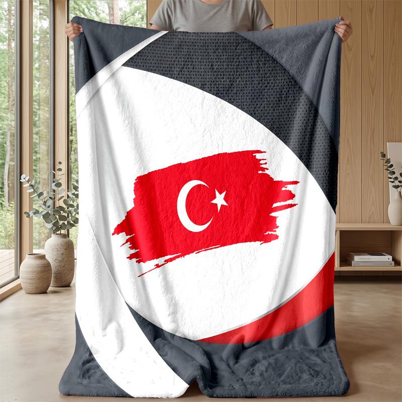 Turkey Football Printed Flannel Blanket Skin Friendly Warm Decorative Throw for Indoor Couch Bed Daily Use